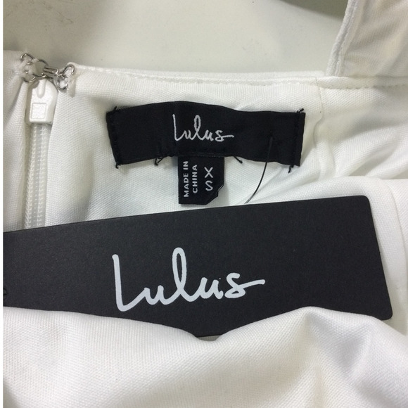 LULU'S XS Beaming Perfection White Pearl Organza Tie-Strap Mini Dress NWT 0B4 - Picture 8 of 9